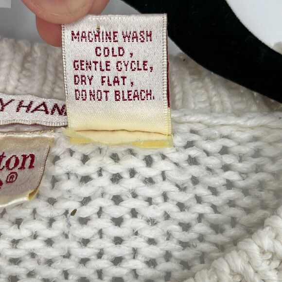 HUNTINGTON RIDGE Women’s L Vtg Hand-Knit Sweater Cream Floral Boho Cottagecore - Picture 5 of 13